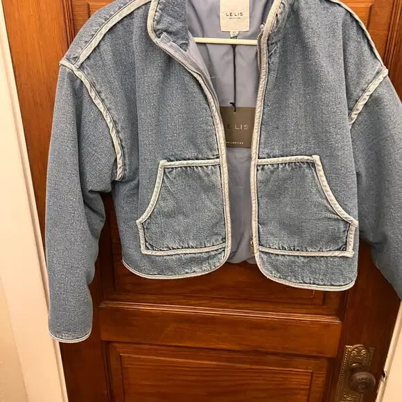 Le Lis Binding Denim Jacket sz XS Blue NEW WITH TAGS $98 Womens - Picture 3 of 10